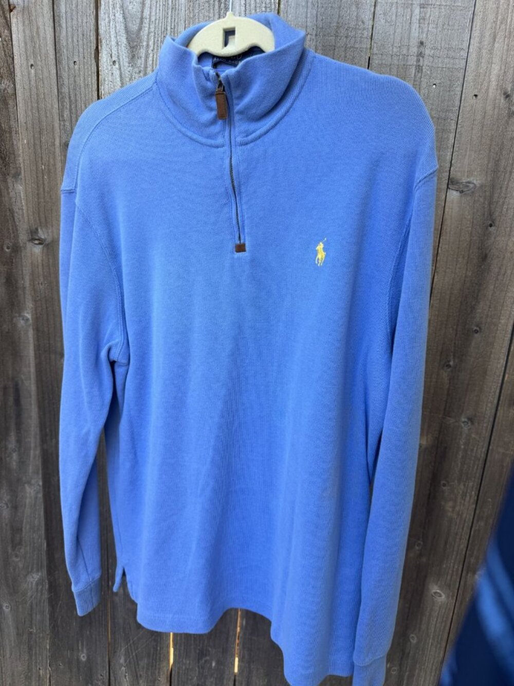 POLO RALPH LAUREN Mens Large Blue Quarter Zip Pullover Sweater